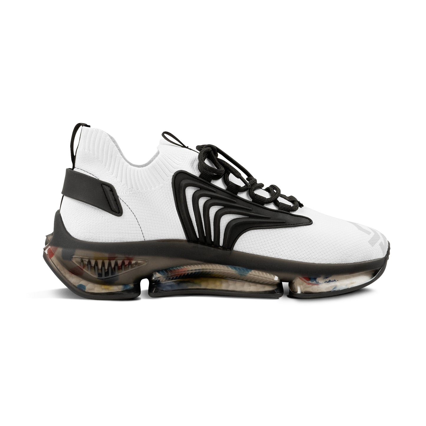 Men's White Mesh Sneakers — Lightweight Athletic Running Shoes with Cushioned Speckled Sole - MetroGrit