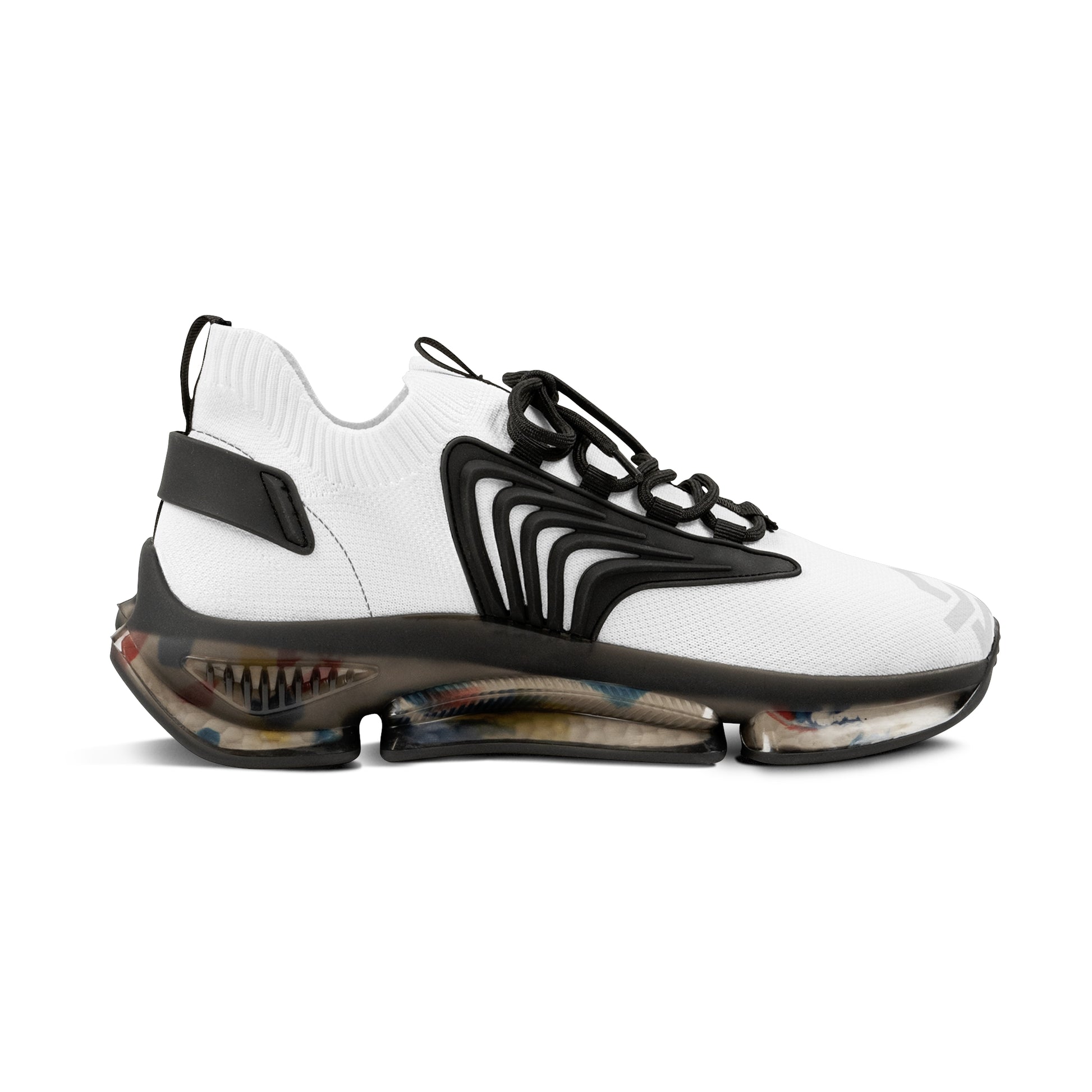 Men's White Mesh Sneakers — Lightweight Athletic Running Shoes with Cushioned Speckled Sole - MetroGrit