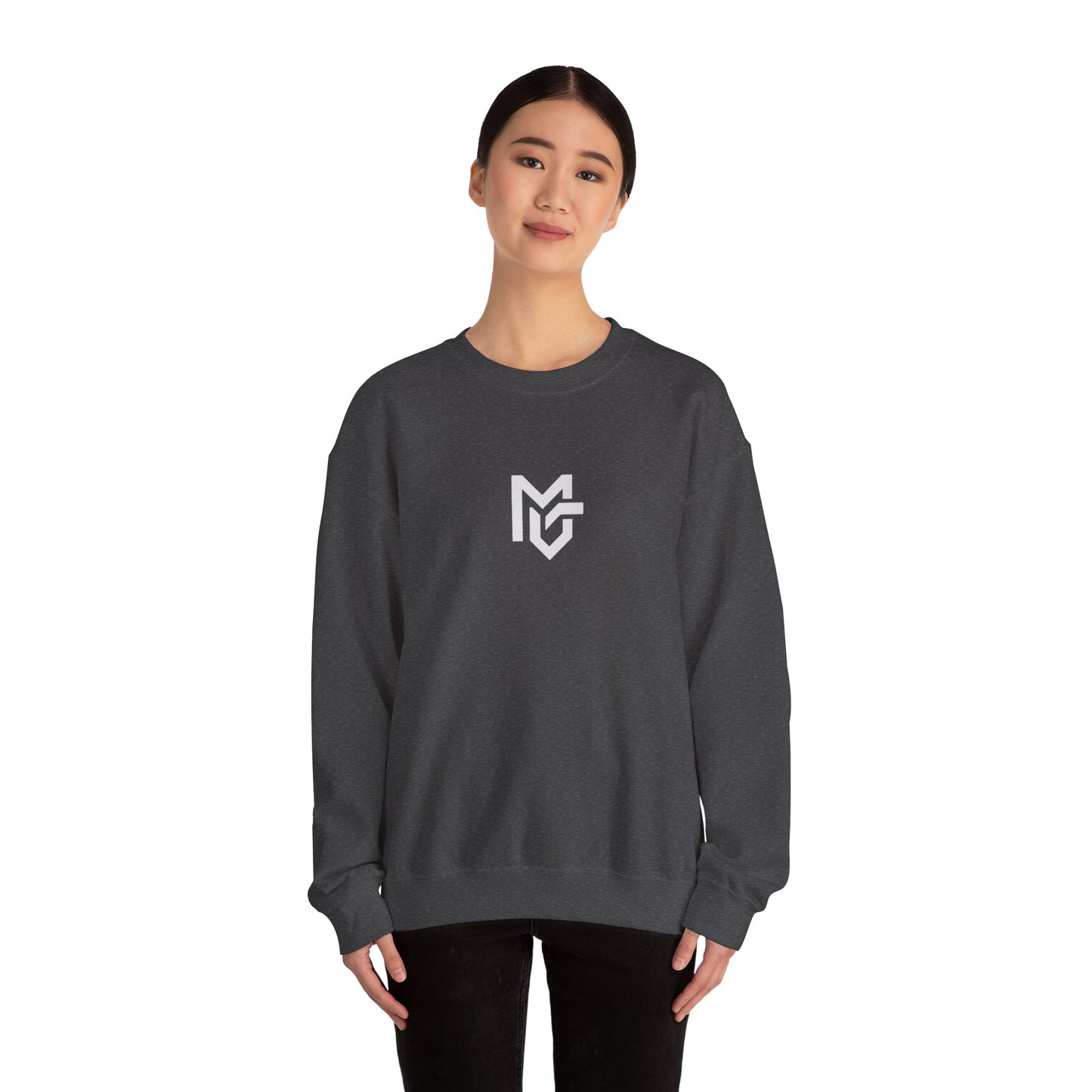 Minimal Logo Crewneck Sweatshirt — Clean White Casual Pullover - MetroGrit