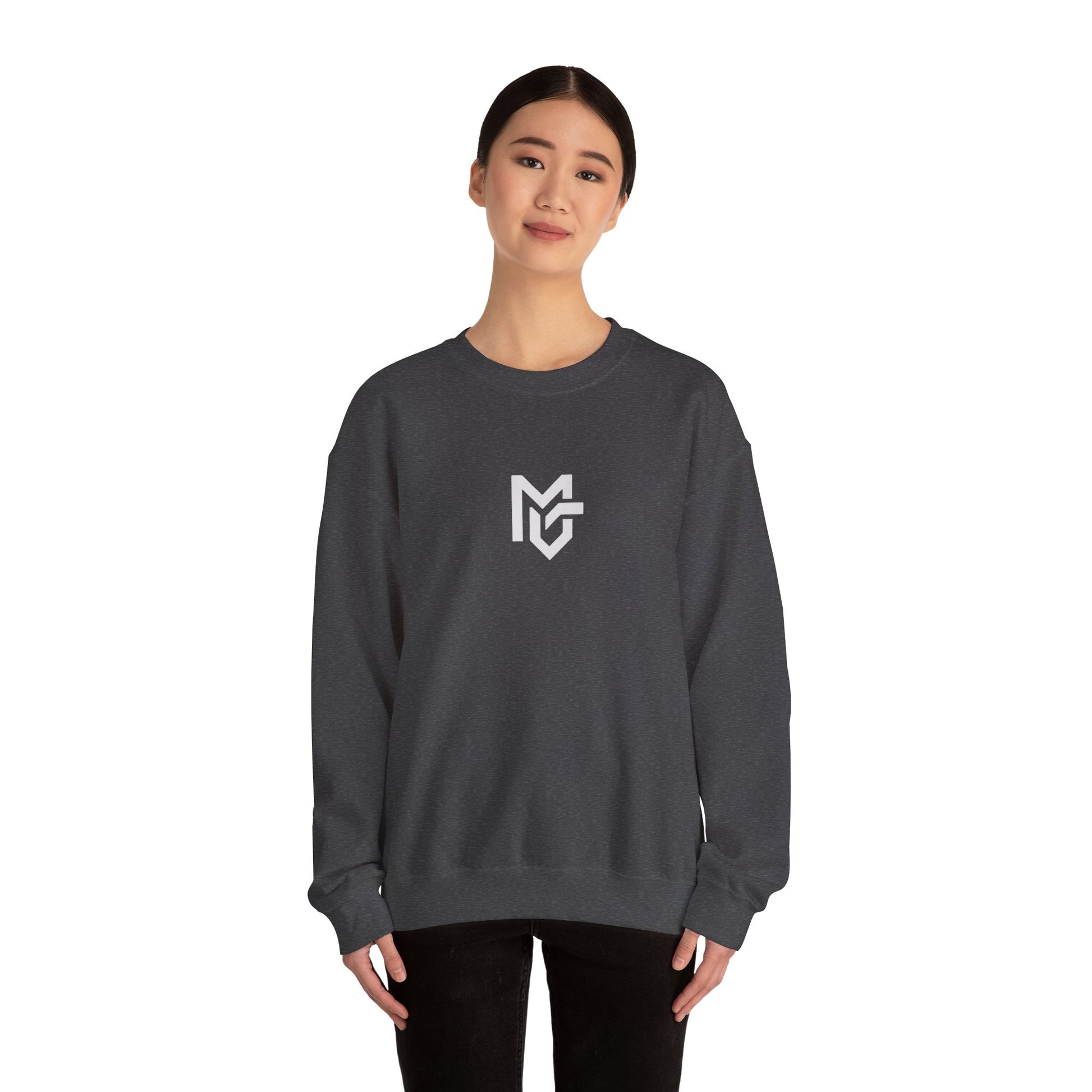 Minimal Logo Crewneck Sweatshirt — Clean White Casual Pullover - MetroGrit