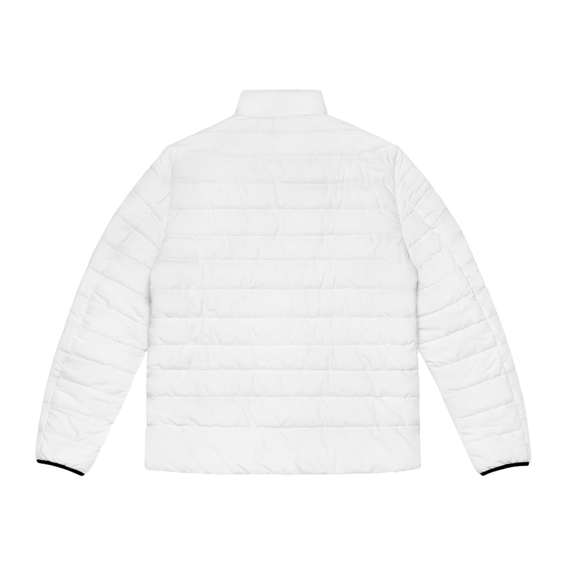Men's White Puffer Jacket with Subtle Logo — Lightweight Quilted Coat - MetroGrit