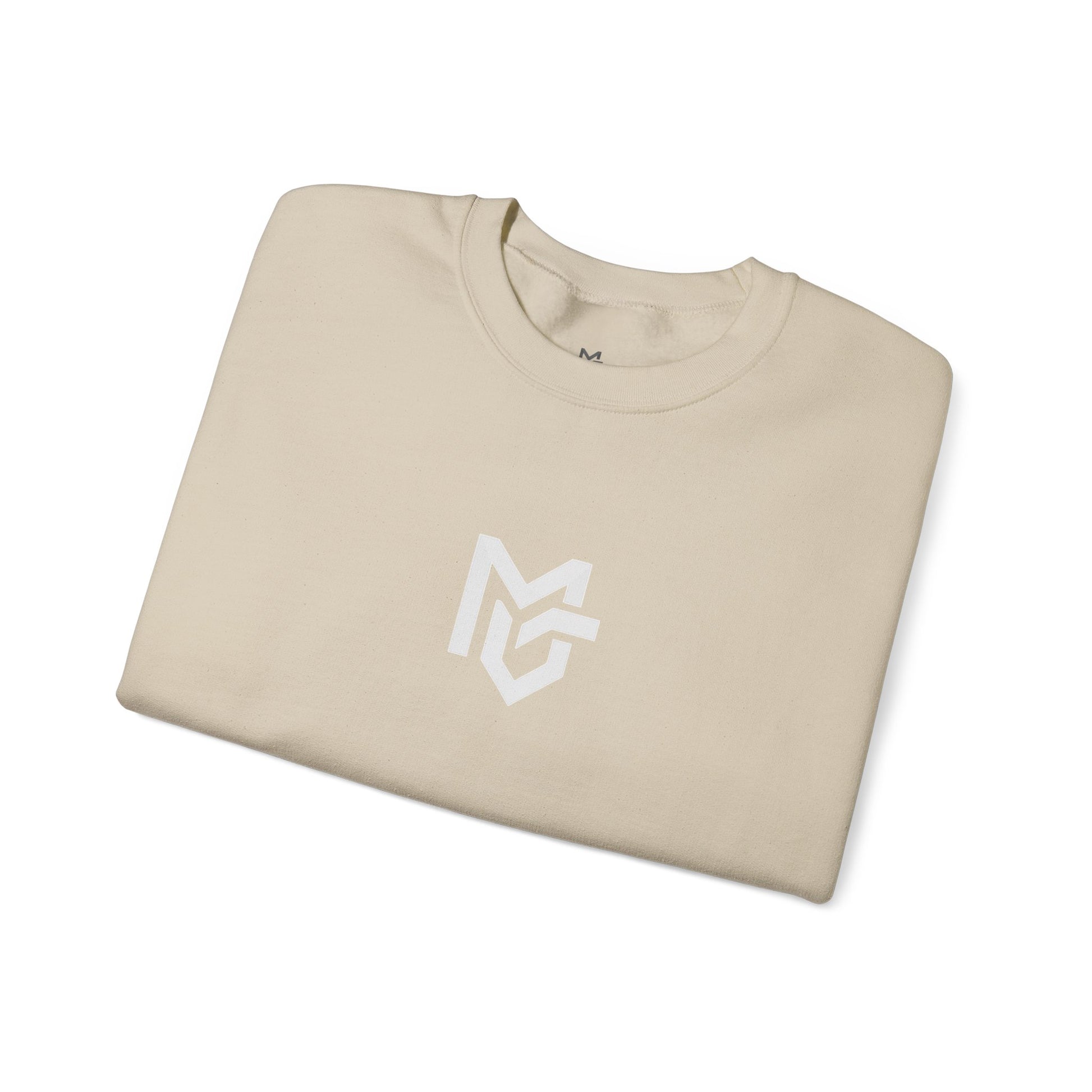 Minimal Logo Crewneck Sweatshirt — Clean White Casual Pullover - MetroGrit