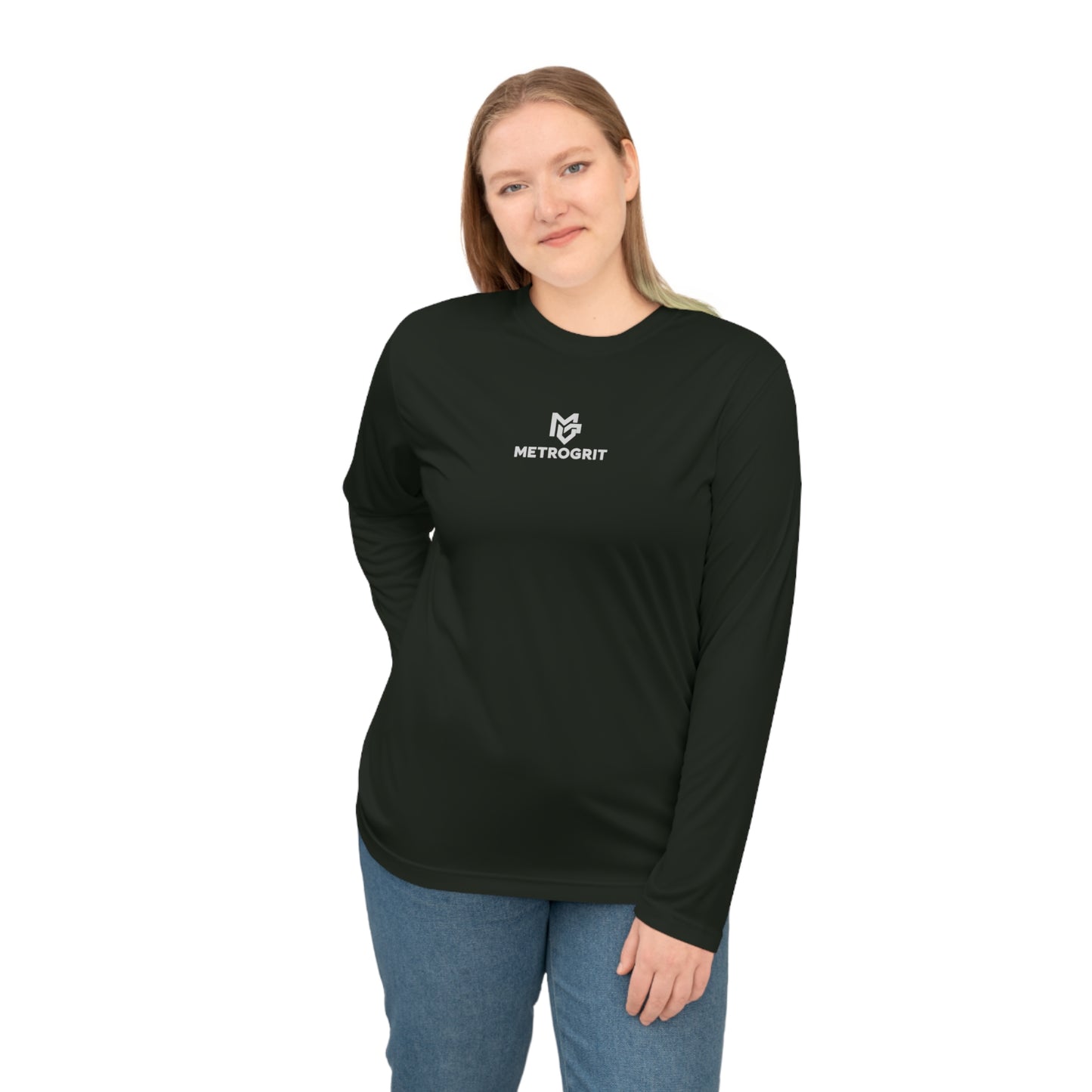 Metro DRFT Performance Long Sleeve Shirt — Lightweight Athletic Tee with Small Chest Logo - MetroGrit