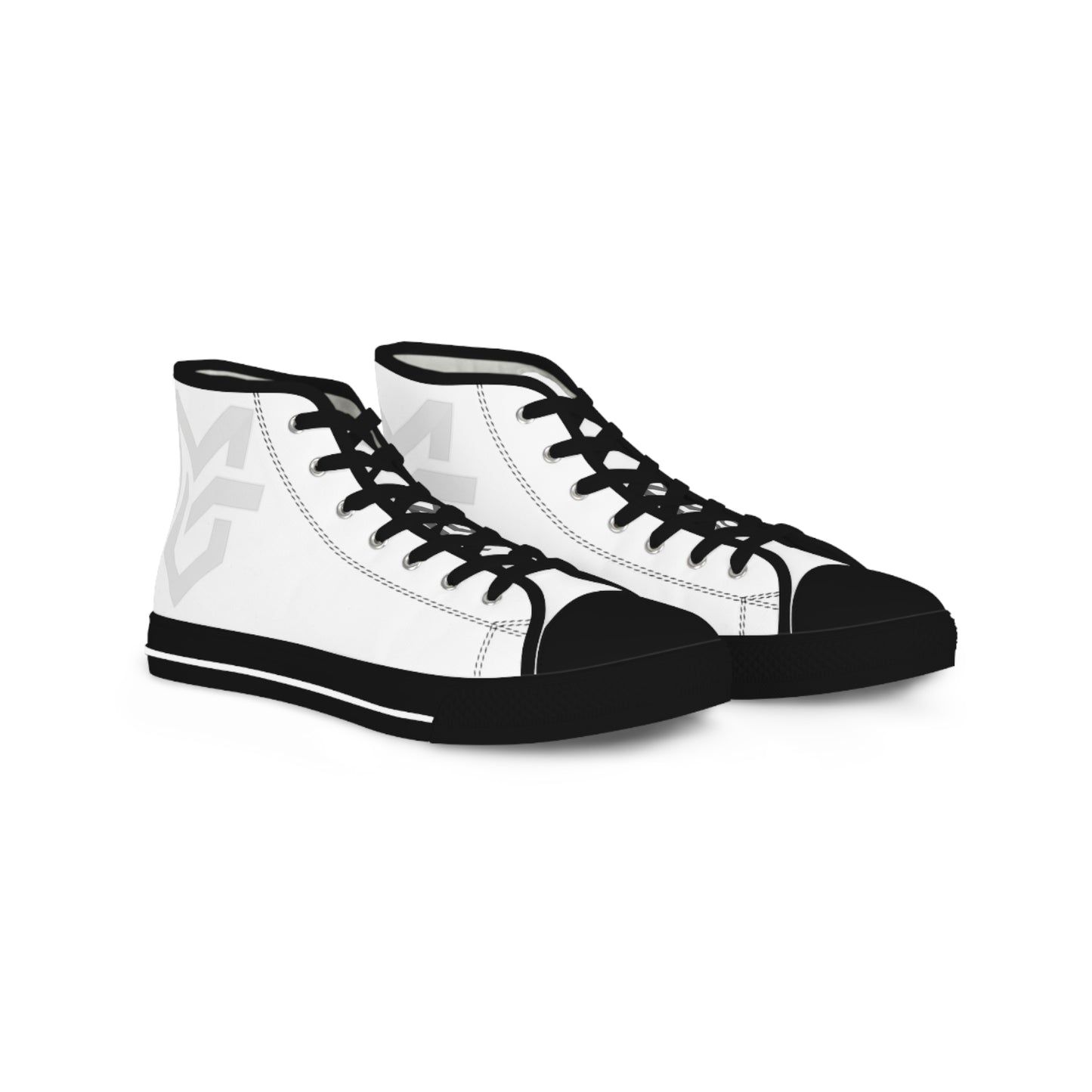 Men's White High - Top Sneakers with Minimal Geometric Logo — Casual Streetwear Shoes - MetroGrit