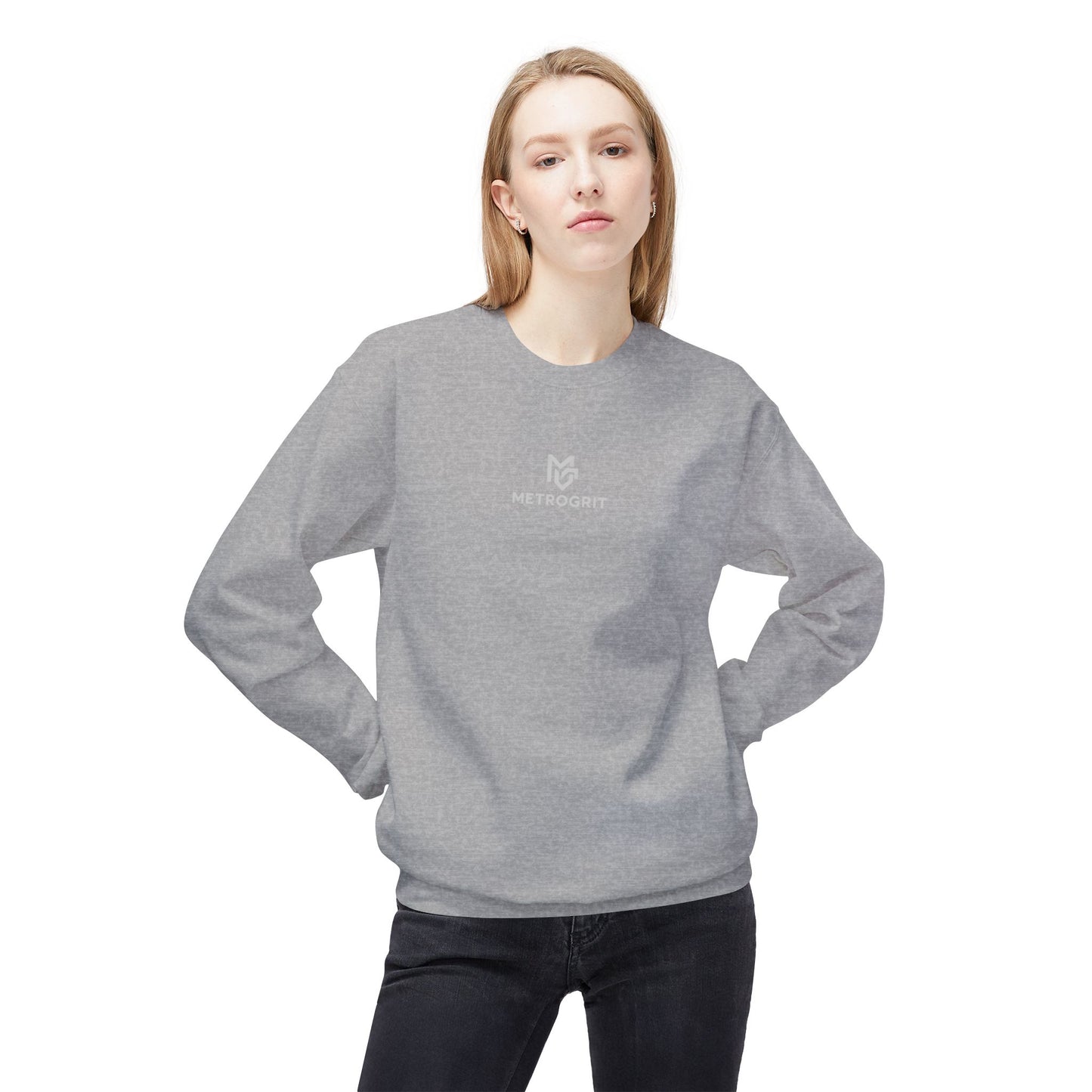 Minimal Logo Crewneck Sweatshirt — White Softstyle Fleece