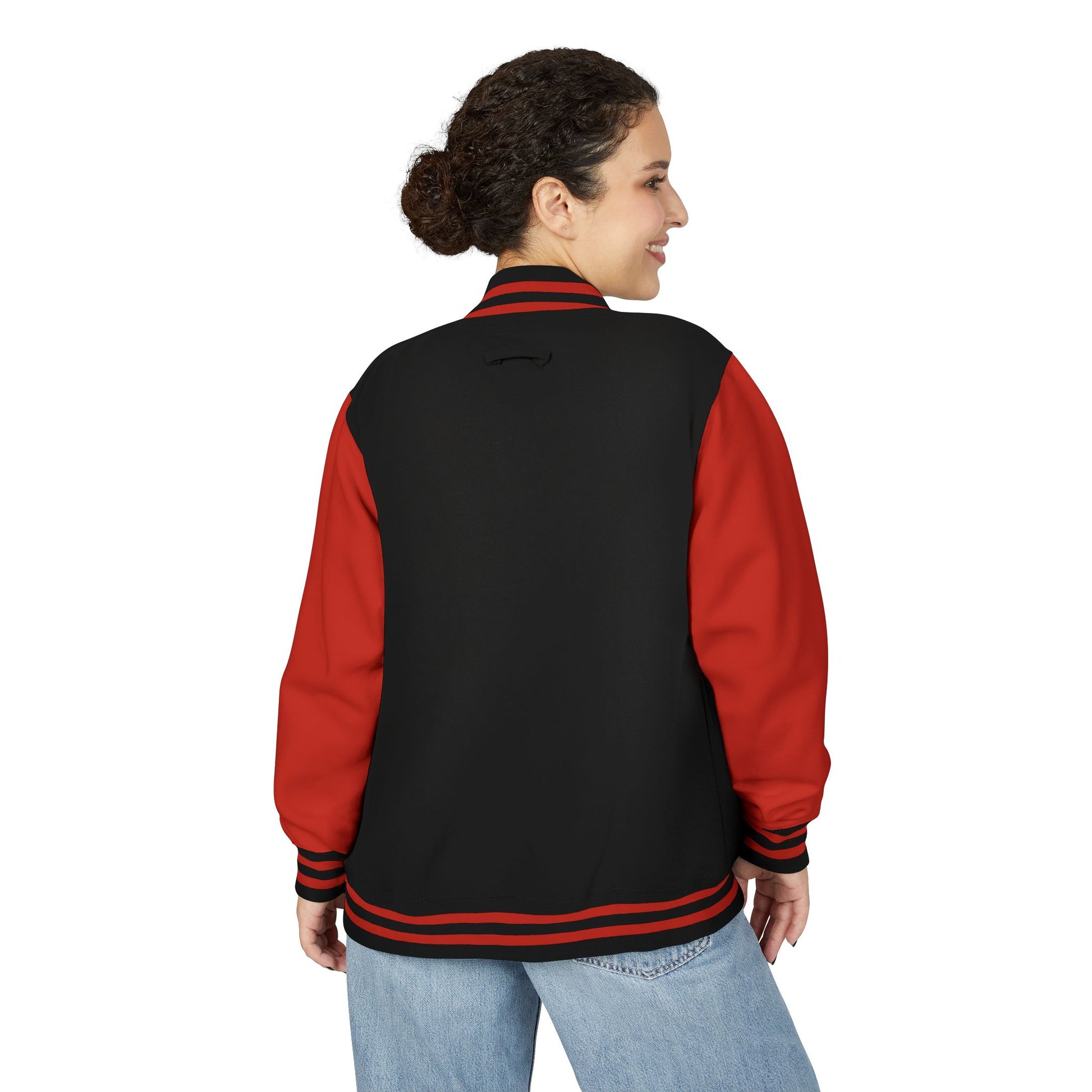 Varsity Letterman Jacket — Red & White Classic College Logo Jacket - MetroGrit