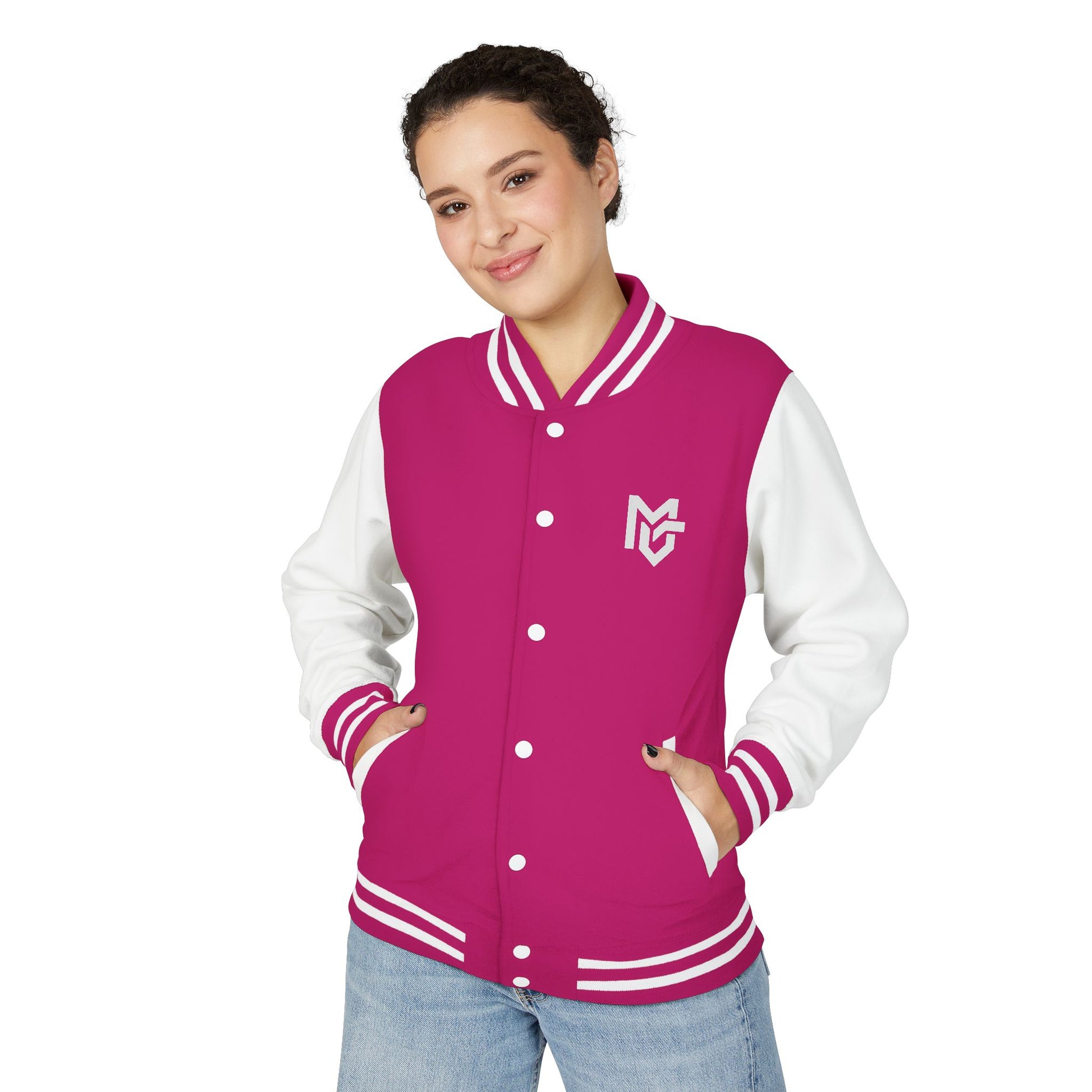 Varsity Letterman Jacket — Red & White Classic College Logo Jacket - MetroGrit