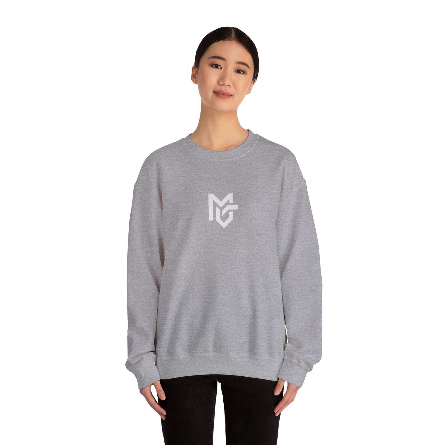 Minimal Logo Crewneck Sweatshirt — Clean White Casual Pullover - MetroGrit