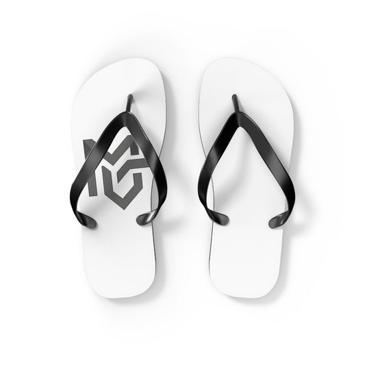 Monochrome Geometric Logo Flip Flops — Minimalist Beach Sandals - MetroGrit