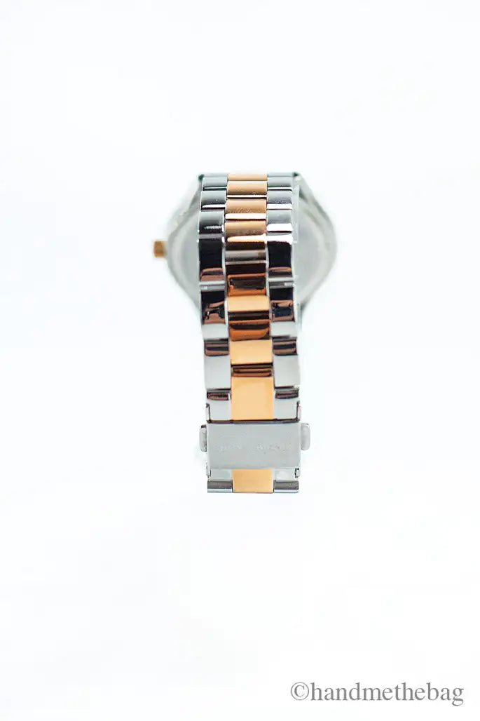 Michael Kors Slim Runway Rose Gold Silver Toned Stainless Steel Watch - MetroGrit